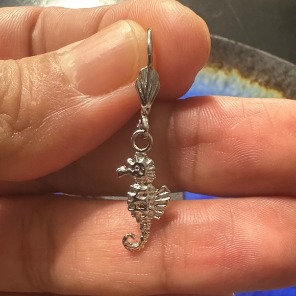Sterling Silver Seahorse Earrings - Picture 2 of 4